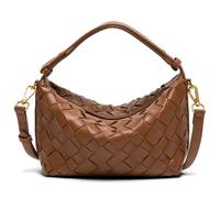 Joryin Woven Shoulder Bag for Women, Small Woven Purse Crossbody Bag Braided Handbag Top-Handle Vegan Leather Under Arm Bag, Brown