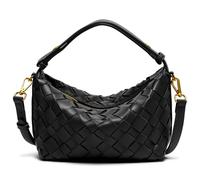 Joryin Woven Shoulder Bag for Women, Small Woven Purse Crossbody Bag Braided Handbag Top-Handle Vegan Leather Under Arm Bag, Black, Fashion
