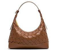 Joryin Woven Shoulder Bag for Women, Woven Purse Crossbody Bag Braided Handbag Top-Handle Vegan Leather Under Arm Bag, Brown, Fashion