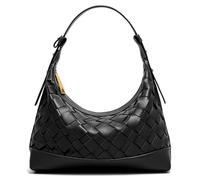 Joryin Woven Shoulder Bag for Women, Woven Purse Crossbody Bag Braided Handbag Top-Handle Vegan Leather Under Arm Bag, Black
