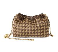 Joryin Woven Women's Crossbody Bag & Evening Purse, Trendy Dumpling Clutch & Hobo Cloud Shoulder Bag Trendy Dumpling Clutch, Woven Leather-dark Light Brown