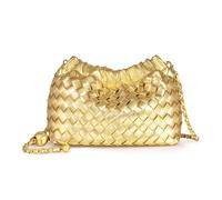 Small Crossbody Bag For Women Trendy.Dumpling Bag Clutch Purse For Women Evening Bag Cloud Purse Vegan Leather Hobo Bag, Woven Leather-golden