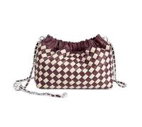 Joryin Woven Women's Crossbody Bag & Evening Purse, Trendy Dumpling Clutch & Hobo Cloud Shoulder Bag Trendy Dumpling Clutch, Woven Leather-wine Beige, 22x8x15 cm