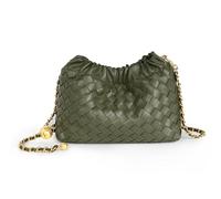 Joryin Woven Women's Crossbody Bag & Evening Purse, Trendy Dumpling Clutch & Hobo Cloud Shoulder Bag Trendy Dumpling Clutch, Woven Leather-olive, S