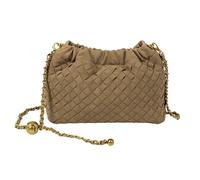 Joryin Woven Women's Crossbody Bag & Evening Purse, Trendy Dumpling Clutch & Hobo Cloud Shoulder Bag Trendy Dumpling Clutch, Woven Suede-lightbrown