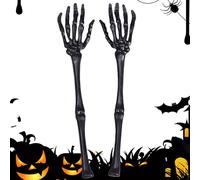 Jorzer 1 Pair Halloween Skeleton Hand Bone, 12.6 in Human Skeleton Arm with Skeleton Hand, Scary Creepy Realistic Plastic Skeletons Halloween Decorations,Black