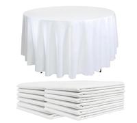 Jorzer 10-Pack Round Paper Tablecloths, 84-Inch Plastic Backed Table Cloth Covers for Parties, Weddings, and Events, White Paper Tablecloth, Table Cloths Disposable, Round Tablecloths.