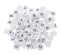 Jorzer 【100pcs】 white wood chips diy English alphabet puzzle literacy squares baby intellectual development wood chips Letter Blocks Scrabbles Tiles Scrabbles Pieces Tiles Replacement.
