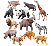 Jorzer 12Pcs Zoo Animals Plastic Realistic, Cute Safe Animals Figures, Educational Toy for Kids, Cake Toppers Christmas Birthday Party Favors