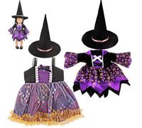 Jorzer 18 Inch Doll Clothes and Accessories Includes Witch Hat, Dress & Shoes, Pretty Doll Clothes for Halloween Costumes Girls Gifts 2 Sets