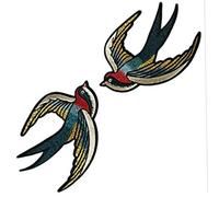 Jorzer 1pair Bird Patches Embroidered Patches Retro Swallows Birds Iron on Patches DIY Sewing Sticker for Clothes