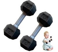 Jorzer 2 Pcs Dumbbells for Baby Mini Baby Dumbbell Toy Kids Dumbbells Set 1.8x4.7 In Silicone Hand Weight Lifting Set for Fitness Exercise Funny Sport Toys for Toddlers (Black).