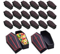 Jorzer 20Pcs Coffin Mini Classic Plastic Black Coffin Box Halloween Props for Trick or Treat Indoor Outdoor, 3x1.6x1 inch