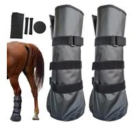 Jorzer 2PCS Horse Boots Reusable PVC Hoof Shoes with Adjustable Strap Horse Ice Boots for Soaking Wounds Infections Splint for Horses Ice 20x8in Black