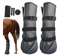 Jorzer 2PCS Horse Boots Reusable PVC Hoof Shoes with Adjustable Strap Horse Ice Boots for Soaking Wounds Infections Splint for Horses Ice 20x8in Black.
