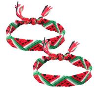 Jorzer 2PCS Palestine Bracelet Palestine Wristband 5.5'' Cotton Soft Braided Bracelets Handmade Adjustable Colorful Woven Bracelet for Women Girls Party Gift