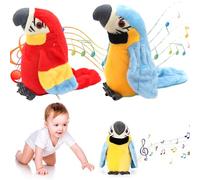 Jorzer 2Pcs Talking Parrot Toy Vivid Plush, Interactive Talking Parrot Repeats What You Said, Electronic Bird Toys for Boys Girls Party Birthday, No Battery