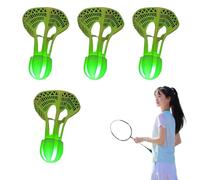 Jorzer 4Pcs Badminton Ball, Lighting Glow in Dark Night Wind Resistant Badminton Birdies Flexible Training Shuttlecocks for Beach, Green 4 Luminous Windproof Balls, Super And Unbreakable.