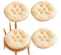 Jorzer 4PCS Round Floor Cushions, 14 Inch, Light Camel, Cotton Brushed Fabric, Pearl Cotton Fill, Soft, Minimalist, Space Theme, Indoor & Outdoor, Washable, Floor Pillow, Furniture Cushion