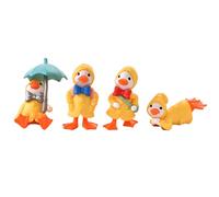 Jorzer 4PCS/Set Miniature Ducks in Yellow Raincoat Cartoon Duck Figurine Plastic Tiny Ducks Home Ornaments Little Ducks Mini for Children Gift Yard Decorations