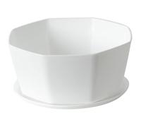 Jorzer 5.9" Succulent Pots, Ceramic Succulent Planter Pots with Drainage Hole, Shallow Plant Pot for Indoor Plants Round Shallow Bonsai Pot with Bamboo Tray, White