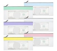 Jorzer 6Pcs Money Bag, 8.7x4.1 Inch PVC Cash Pouches with Zipper, Clear Envelope Pouch for Collectors