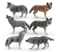 Jorzer 6Pcs Wolf Figurine, Realistic Animal Figures Wolf Toys, 6 Different Animal Figures Educational Learning Toys Birthday Set Animals for Kids Boys Girls And Games..