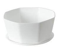 Jorzer 8" Succulent Pots,Ceramic Succulent Planter Pots with Drainage Hole,Shallow Plant Pot, Flower Pot for Indoor Plants Round Shallow Bonsai Pot with Bamboo Tray, White