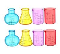 Jorzer 8Pcs Plastic Beakers Colorful Beaker Set with Different Shapes Plastic Educational Science Kits for DIY, Experiment, Chemistry