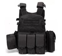 Jorzer Airsoft Vest Multifunctional Molle Plate Carrier Adjustable Breathable Paintball Vest for Outdoor Field & Security Guard Training Black Airsoft Plate.