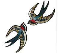 Jorzer Bird Patches Embroidered Patches Retro Swallows Birds Iron on Patches DIY Sewing Sticker for Clothes 1pair