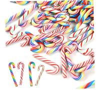 Jorzer Candy Canes Candy Cane, 100Pcs Soft Clay Mini Canes Christmas Peppermint Ornaments for Decorations Party Tree