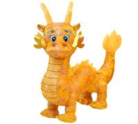 Jorzer Chinese Dragon Plush 8.3inch Traditional Embroidered PP Cotton Stuffed Dragon with Hanging Rope Cute Festive Chinese New Year Decoration Yellow Stuffed Animal Dra