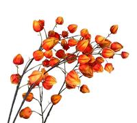 Jorzer Chinese Lantern Flowers 3Pcs Artificial 38.2in Long Orange Chinese Lantern Plant Flexible Faux Winter Fall Branches for Home Shop Decor
