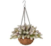 Jorzer Christmas Hanging Baskets for Outdoors Winter Pre-Lit Pine Cones Berry Artificial Hanging Baskets Outdoor Christmas Decorations for Xmas Porch Garden Patio