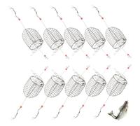 Jorzer Chum Rig Basket 7.5 Inch Stainless Steel Catfish Bait Holder, 10PCS Hanging Rustproof Bait Traps for Fishing, Reusable Fish Trap Cage for Crab Lobster Minnow Shrimp Crayfish