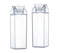 Jorzer Clear Water Bottle Milk Carton Water Bottle Reusable Plastic Transparent Juice Bottle for Outdoor Sport 2PCS 500ML