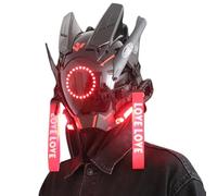 Jorzer Cyber Helmet LED Light Visible Cyber Mask Futuristic Sci-fi Techwear Anti Fog Punk Mask One Size Fits Most for Music Festival, Cosplay, Halloween, Party