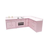 Jorzer Dollhouse Miniature Kitchen Cabinet 1:12 Scale Wooden Dollhouse Furniture Doll House Kitchen Set Supplies Furniture, Cabinet, Miniature