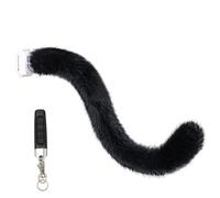 Jorzer Electric Tail 28" Rechargeable Faux Cat Tail with Remote Control Removable Black Cat Costume for Halloween, Cosplay, Party