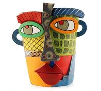 Jorzer Face Planter, Artistic Head Planter with Drainage, Colorful Abstract Resin Flower Pot for Succulents, Indoor Plants, and Modern Home Decor