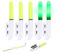 Jorzer Fishing Glow Sticks 5PCS Large LED Glow Sticks for Fishing Bite Alarm Waterproof Rod Light Not Fall off for Tackle Accessory Green Light with Battery Outside