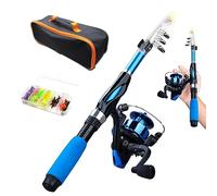 Jorzer Fishing Rod and Reel Set Kids Fishing Pole Fishing Rods 4PCS/Set Telescopic Portable Mini Kids Fishing Rod Starter Set Ceramic Guide Ring Fiberglass Lure Fishing Rod for Beginner
