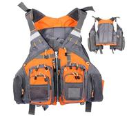 Jorzer Fishing Vest for Men Multi-Pocket Ergonomic Average Size Fishing Life Vest with Detachable High Buoyancy Foam Inside for Kayaking Drifting Orange