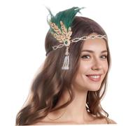 Jorzer Flapper Headband, 1920s Headpiece for Women with Crystal and Pearl Vintage Art Deco Hair Accessory for Jazz Age Party, Halloween, Costume Green