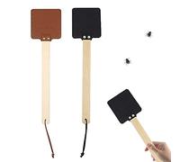 Jorzer Fly Swatter Hand 2PCS PU Fly Swat with Wood Hand Simple Rustic Fly Squatters Manual Fly Bat with Hanging Rope for Indoor Outdoor Mosquito Control 17.40x5.12x4.53 Inch Pet Supplies