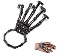 Jorzer Gothic Skull Bracelet with Finger Rings Exaggerate Skeleton Hand Harness Slave Bracelet Punk Ghost Claw Ornaments Finger Skeleton Accessories for Holloween