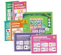 Jorzer Grooved Handwriting Practice for Kids Reusable Grooved Writing Books Set with Numbers, Letters, Painting ＆Writing Practice and Pen for Preschool Office Products.