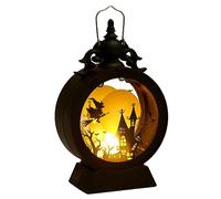 Jorzer Halloween Lantern Halloween Candle Lantern 3.74x6.69 inch LED Candle Vintage Round Hanging Decorative Outdoor Lanterns with Clear Glass, Battery Included Witches