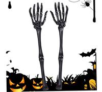 Jorzer Halloween Skeleton 1 Pair Halloween Skeleton Hand Bone, 12.6 In Human Arm with Hand, Scary Creepy Realistic Plastic Skeletons, Black